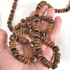 Vintage Long Handmade Boho Plastic Beaded Necklace